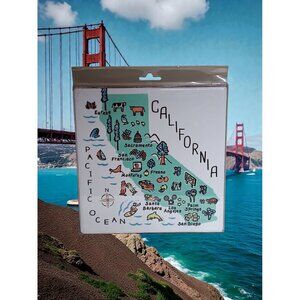 My Place California State Shape Cities Trivet Earthenware 7.75" Sq Cities